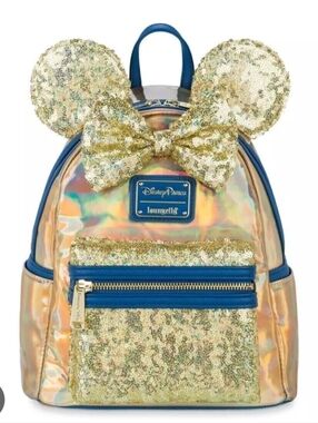 Loungefly Disney Parks 50th Anniversary Gold Holo Mini Backpack Sequin ✨Callout✨